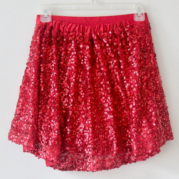 Cherokee Red Sparkle Sequin Party Mini Skirt Extra Large 14-16 - Picture 6 of 7